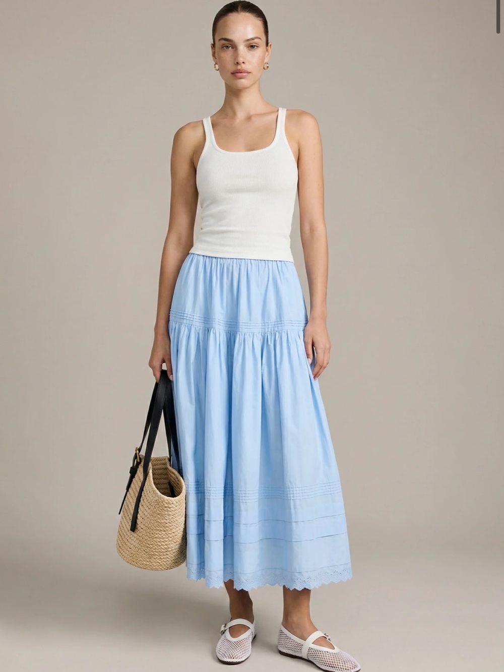 NWT Few Moda Beth Maxi skirt in Light Blue. Size 8 (z)